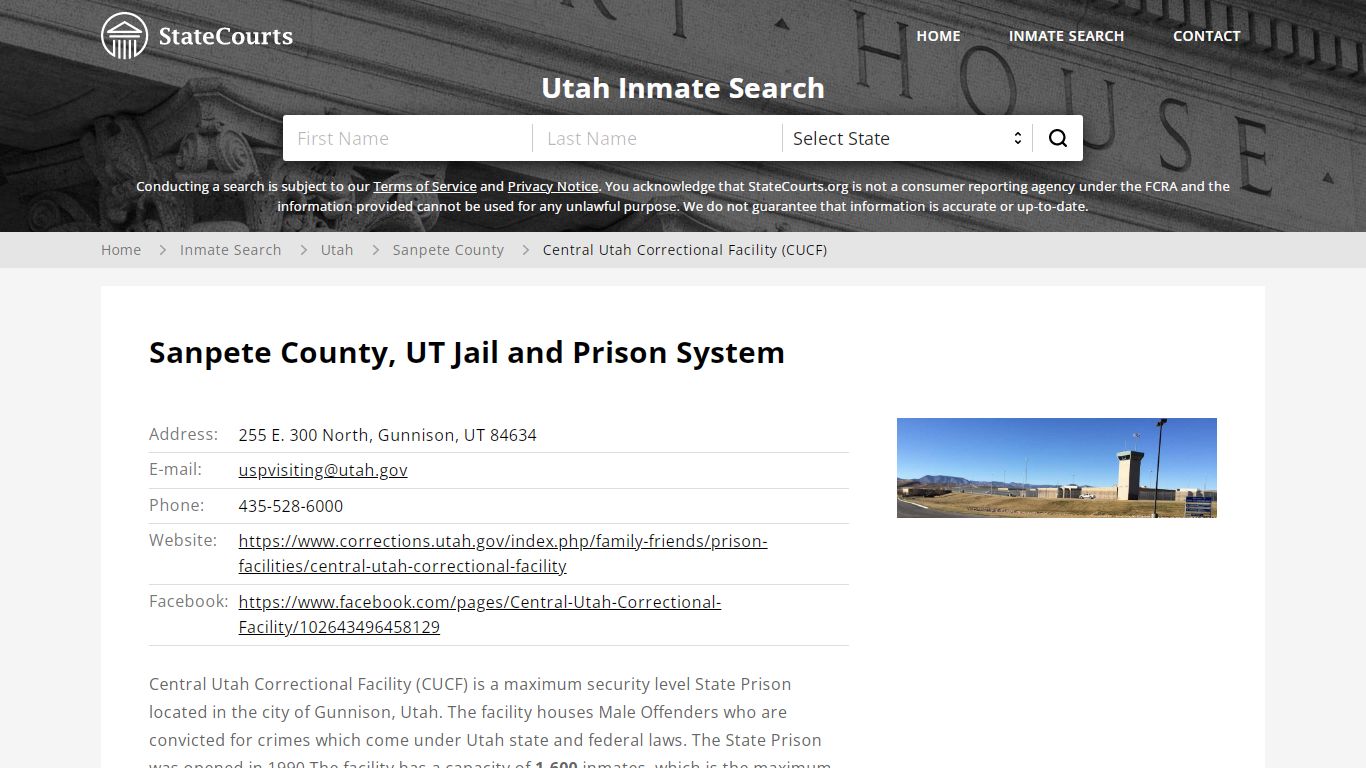 Central Utah Correctional Facility (CUCF) Inmate Records ...