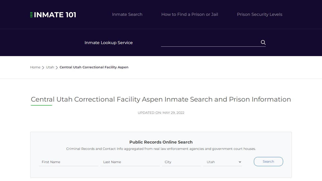 Central Utah Correctional Facility Aspen Inmate Search ...